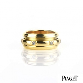 Piaget 18k Yellow Gold Diamond Set Possession Ring Size 52